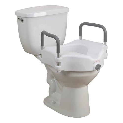 Drive Medical 2-in-1 Raised Toilet Seat with Removable Padded Arms